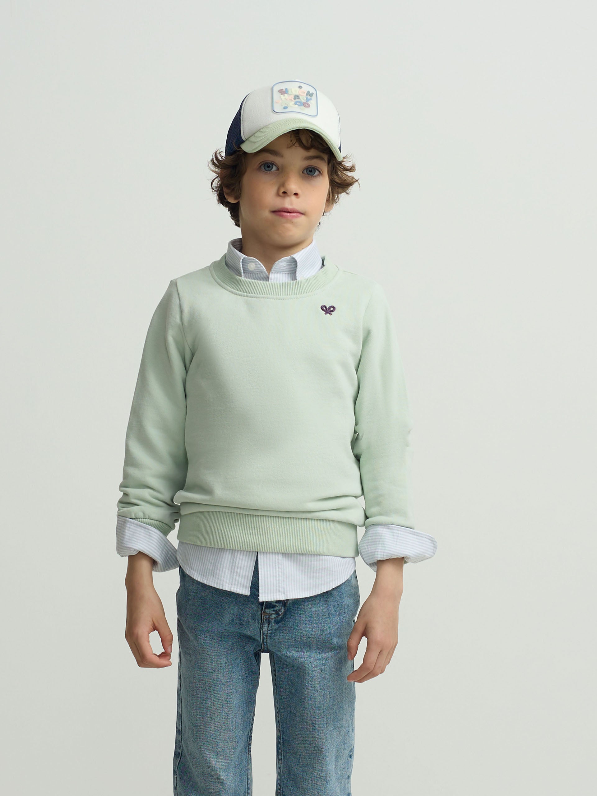 Kids sweatshirt roar like a dino green