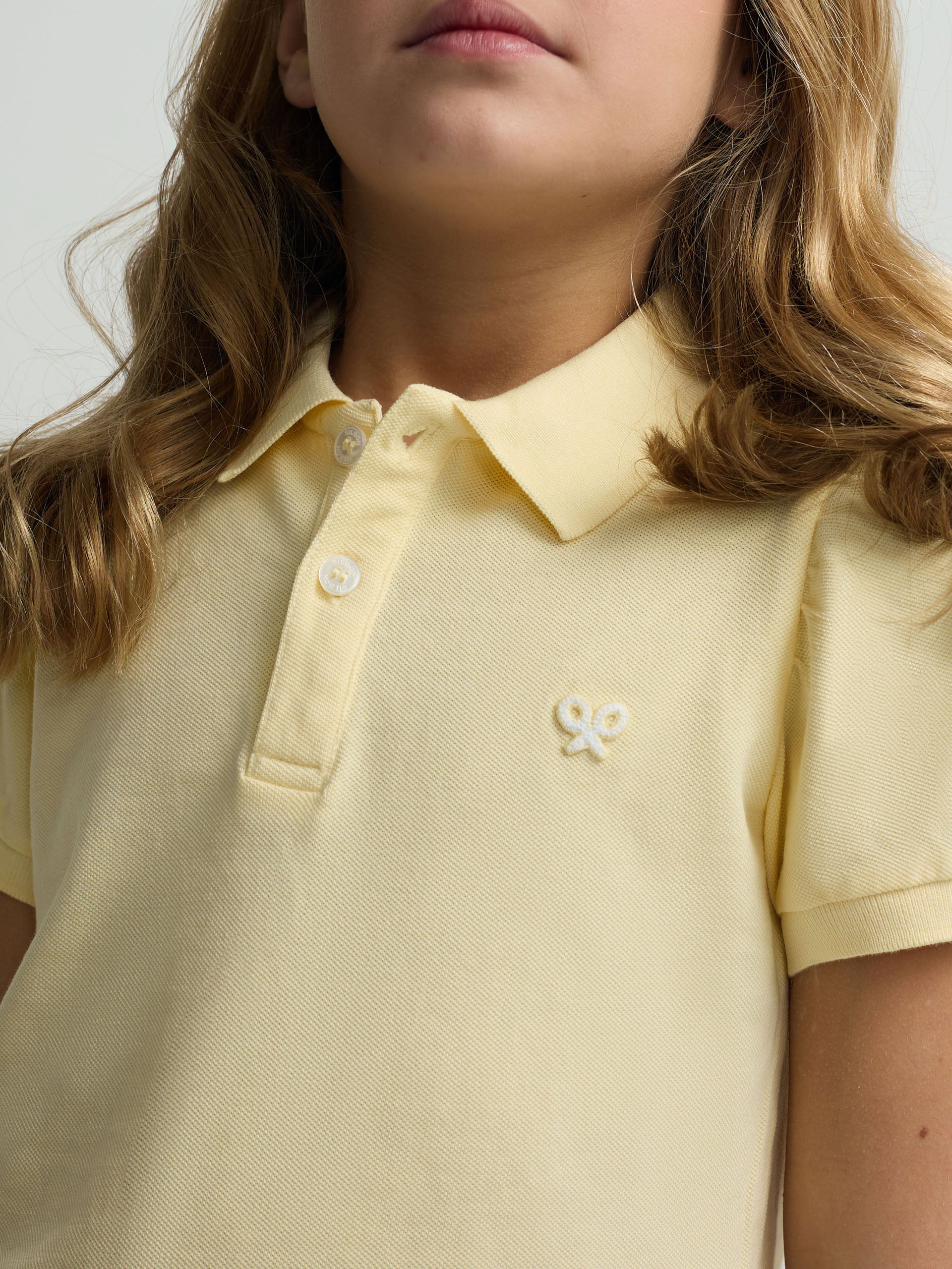 Puff sleeve yellow girl polo