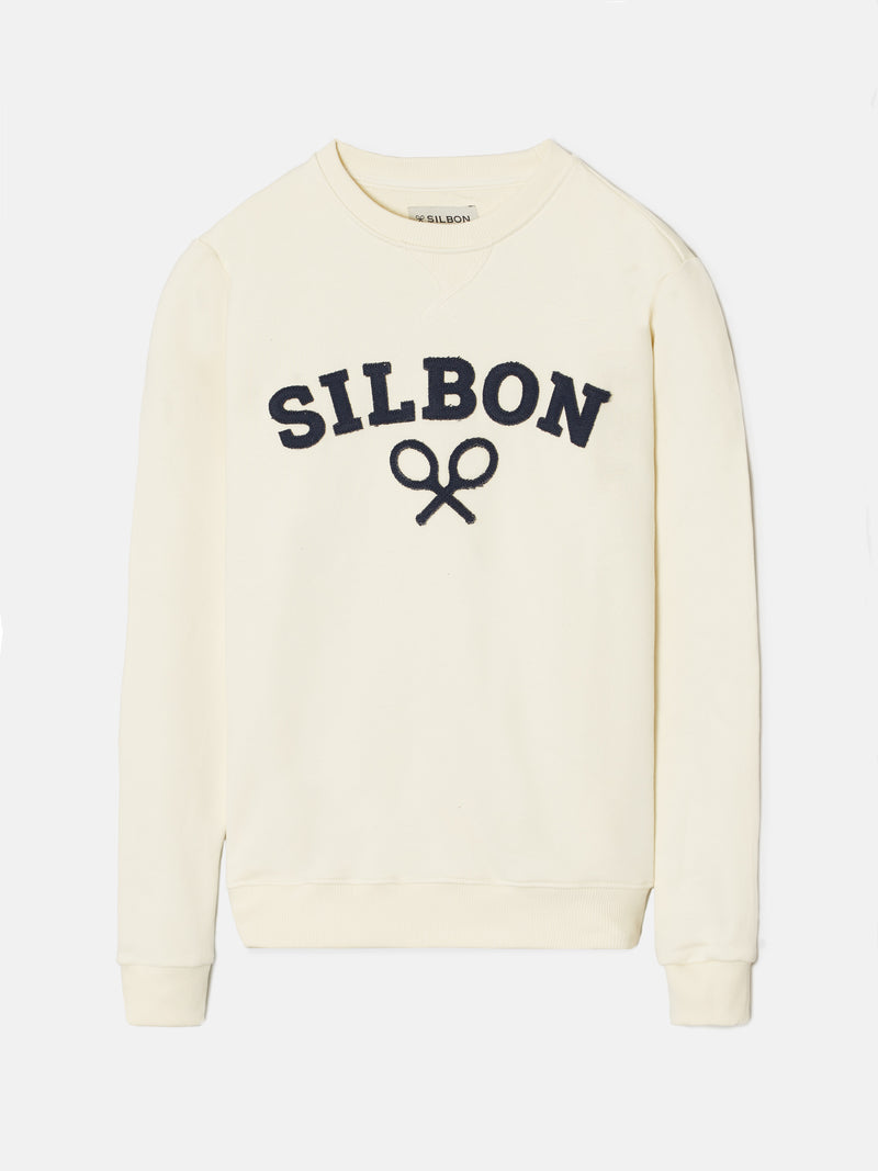 Sudadera silbon raqueta media crema