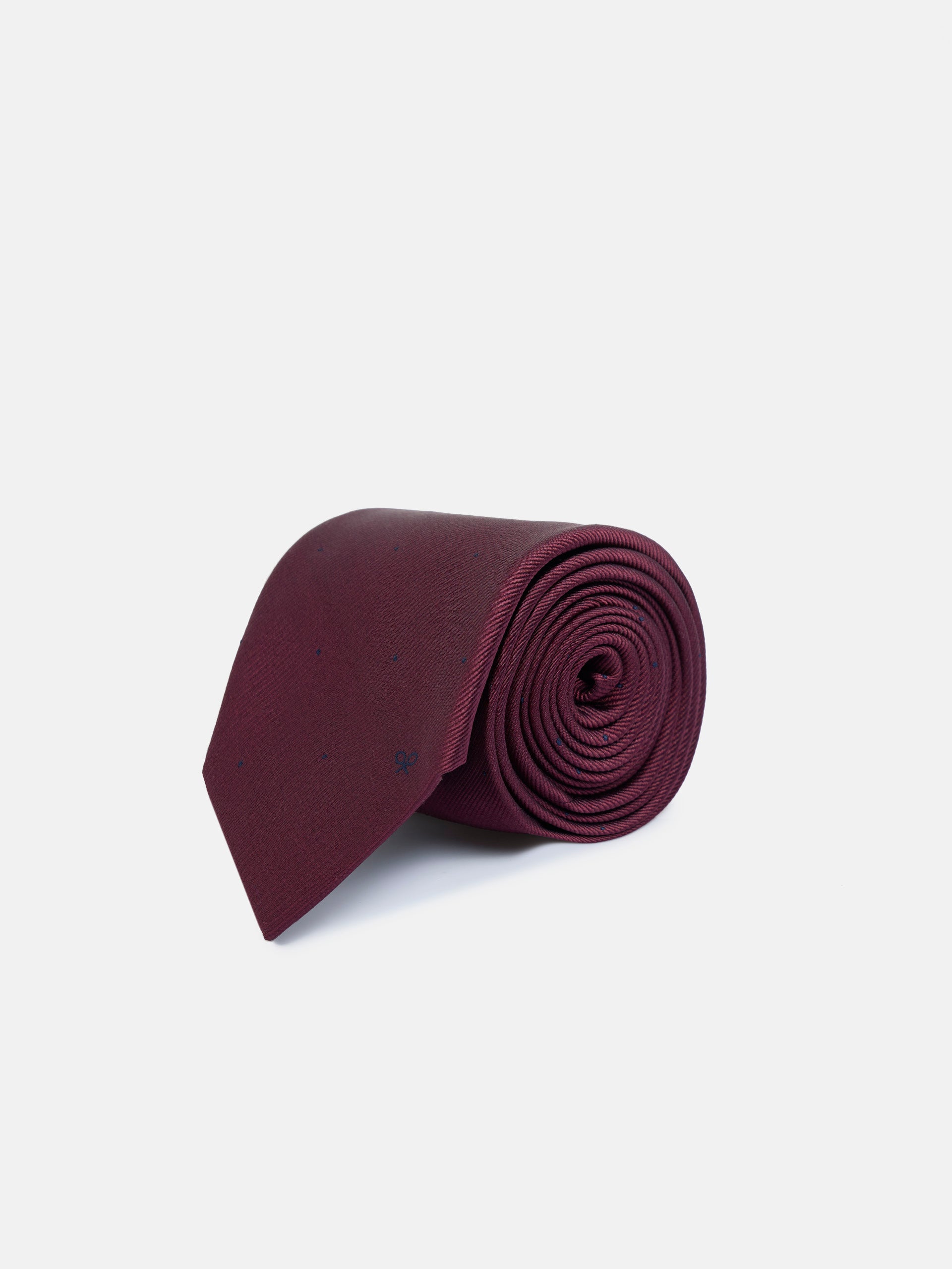 Corbata silbon lunares burdeos