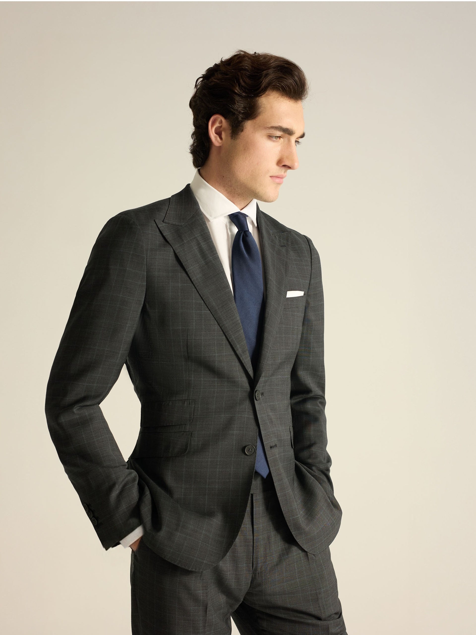 Americana traje principe de gales gris