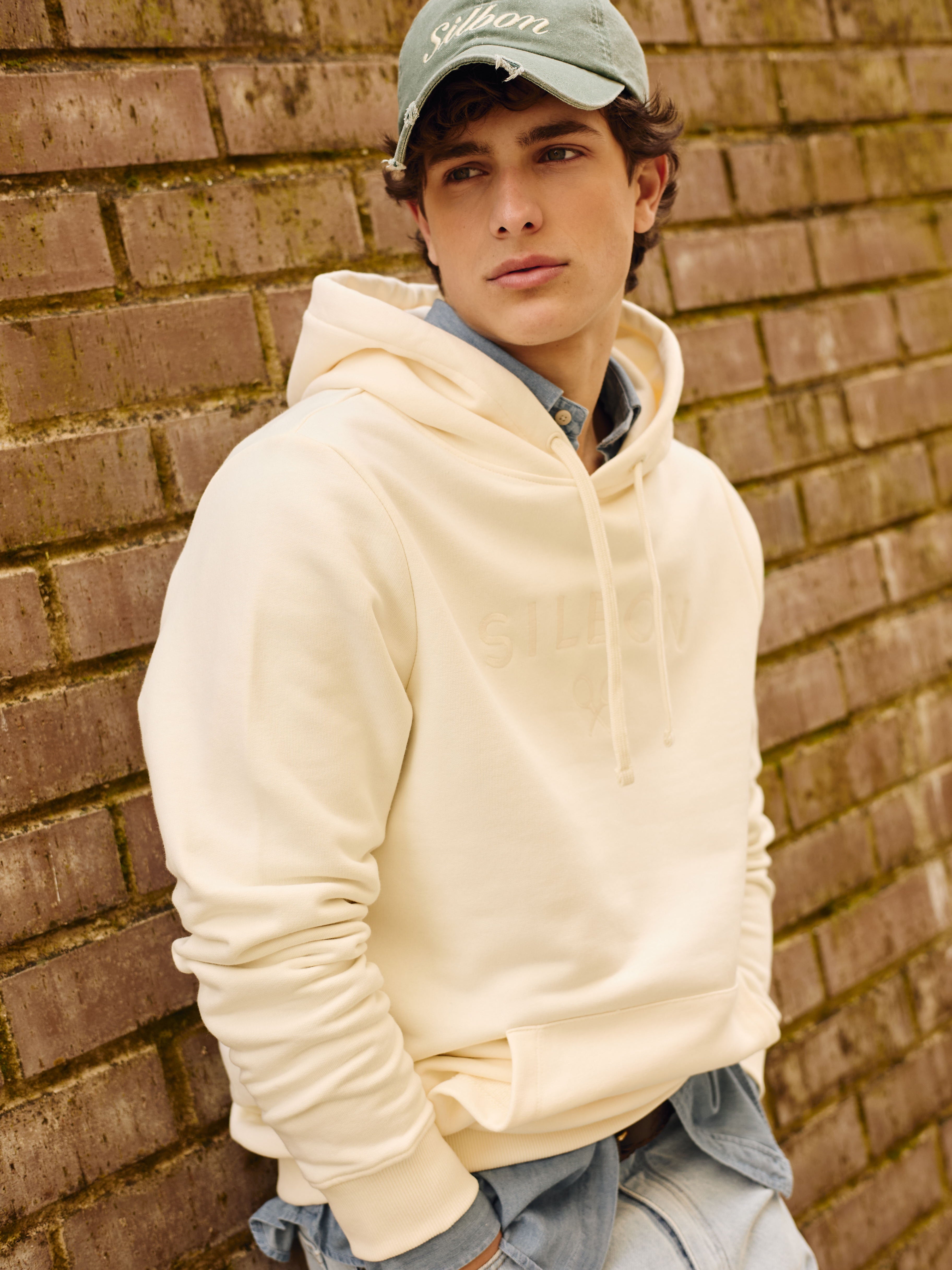 Silbon half-cream racket hoodie
