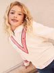 Sweatshirt retro menina rosa e cru