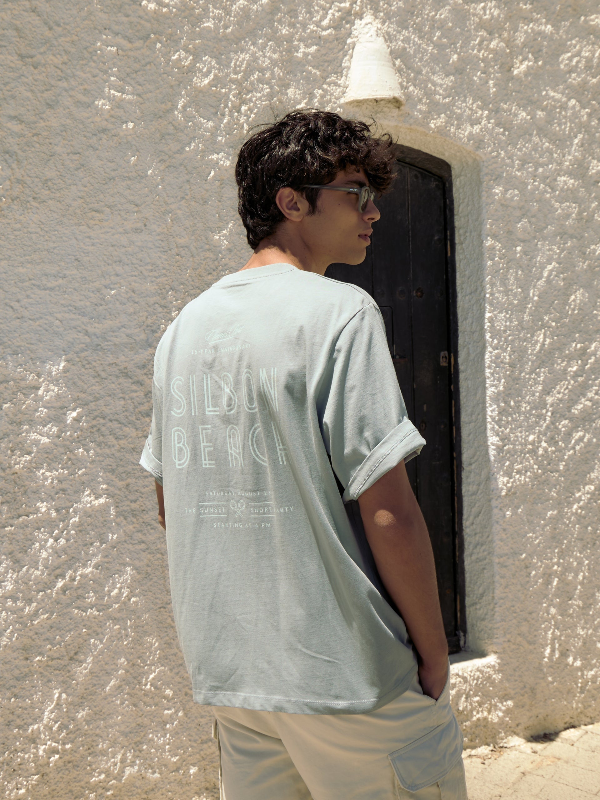 Special fit Silbon sunset party T-shirt aquamarine