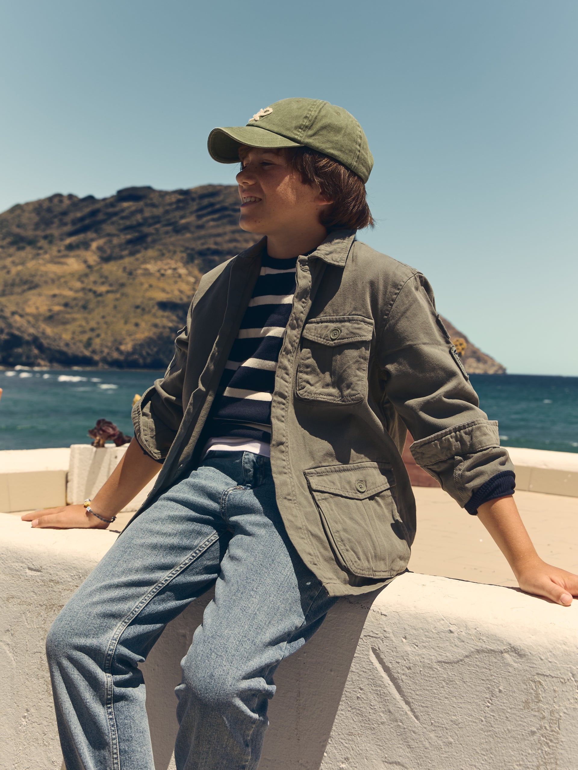 Kids jacket with patch pockets in green