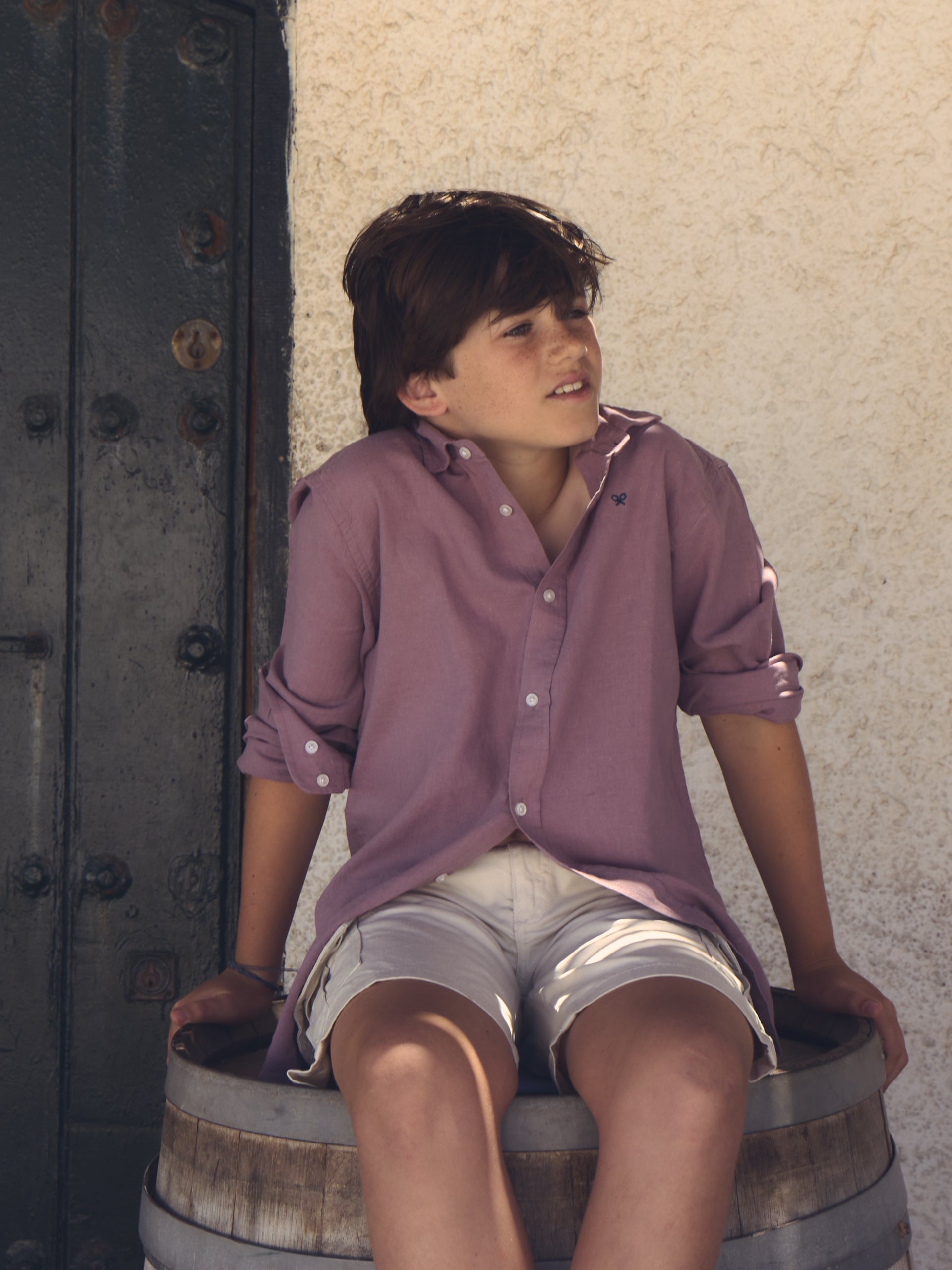 Camisa sport kids lino burdeos