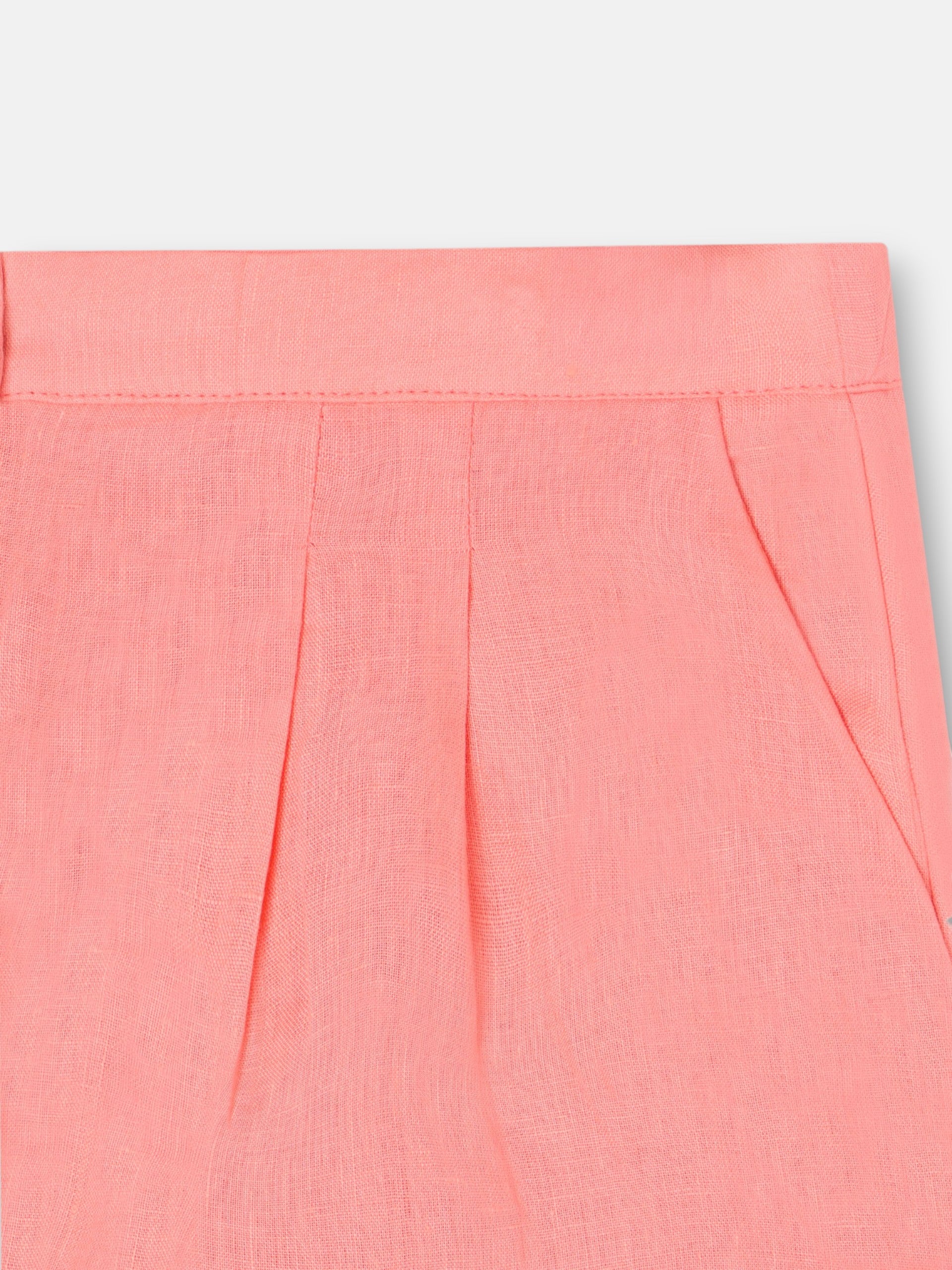 Bermuda fille lin corail