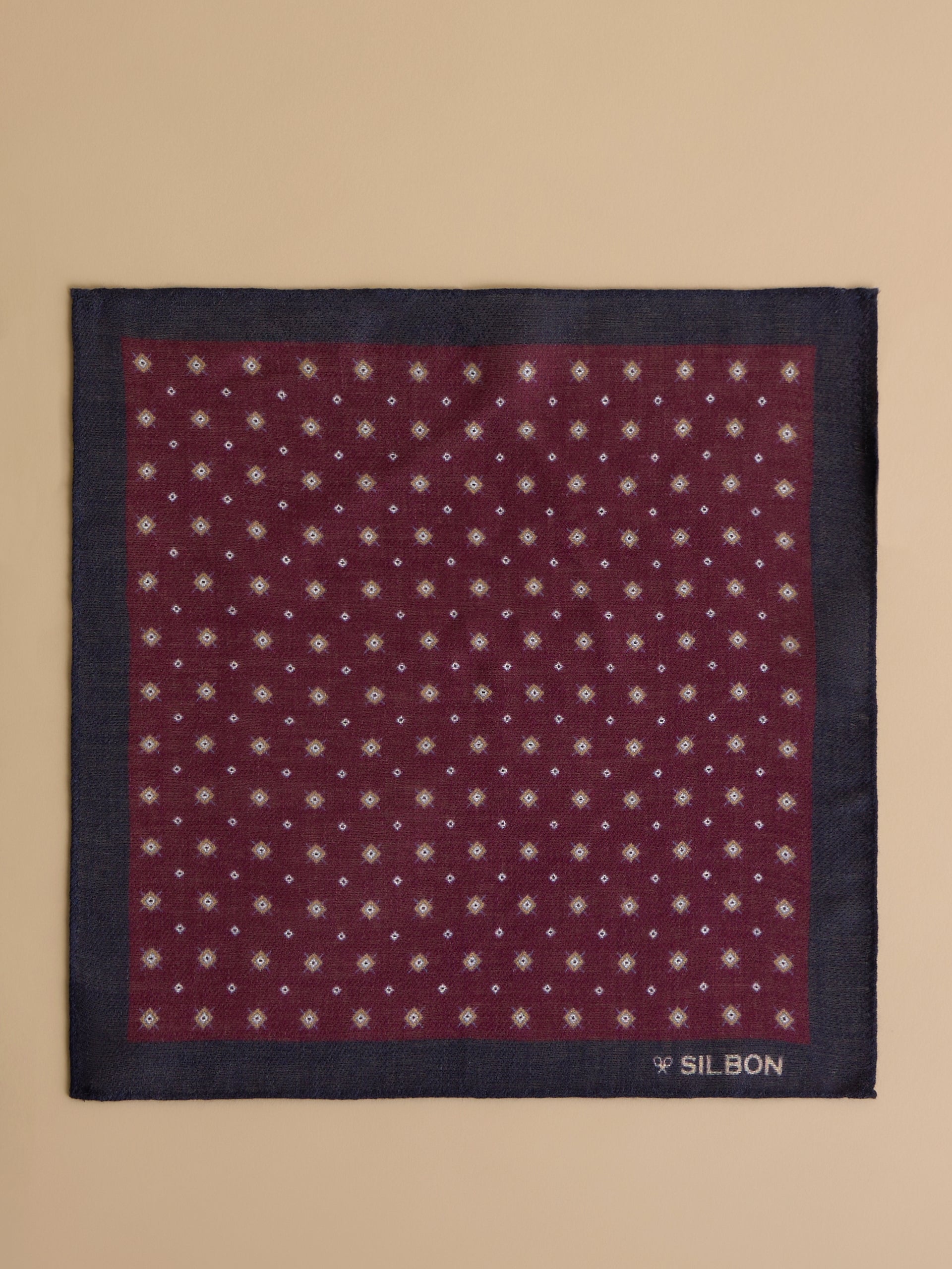 Burgundy geometric pattern handkerchief