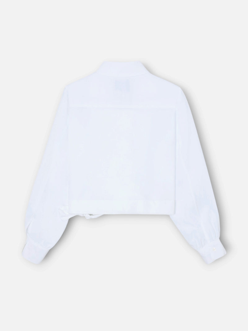 Camisa única cruzada com laço branca