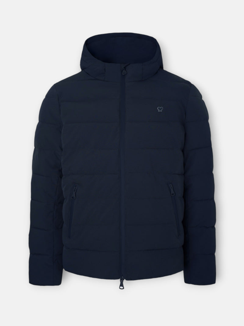 Navy blue technical hooded coat