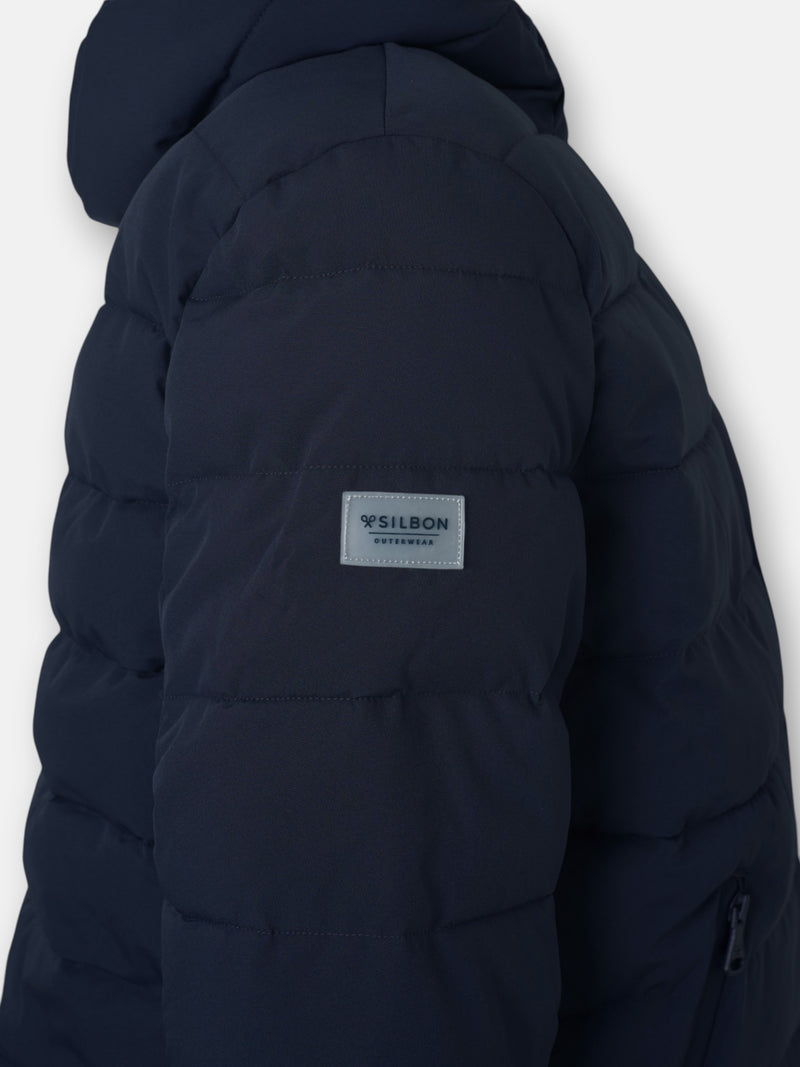Navy blue technical hooded coat