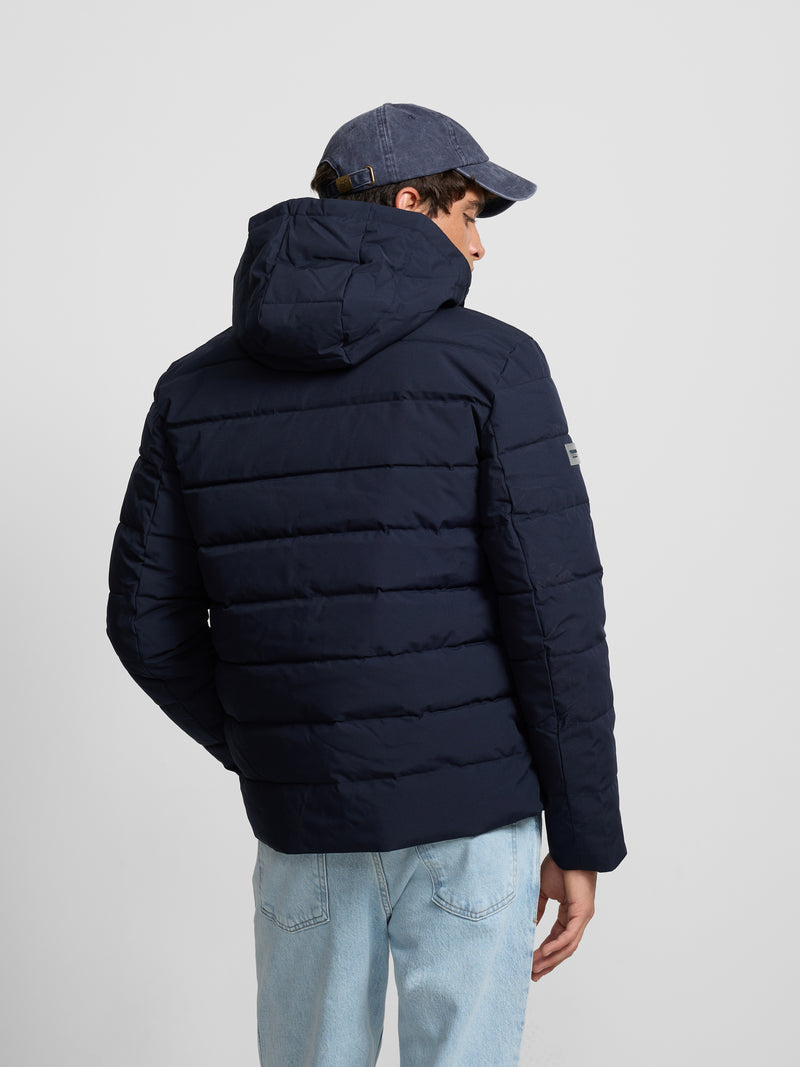 Navy blue technical hooded coat