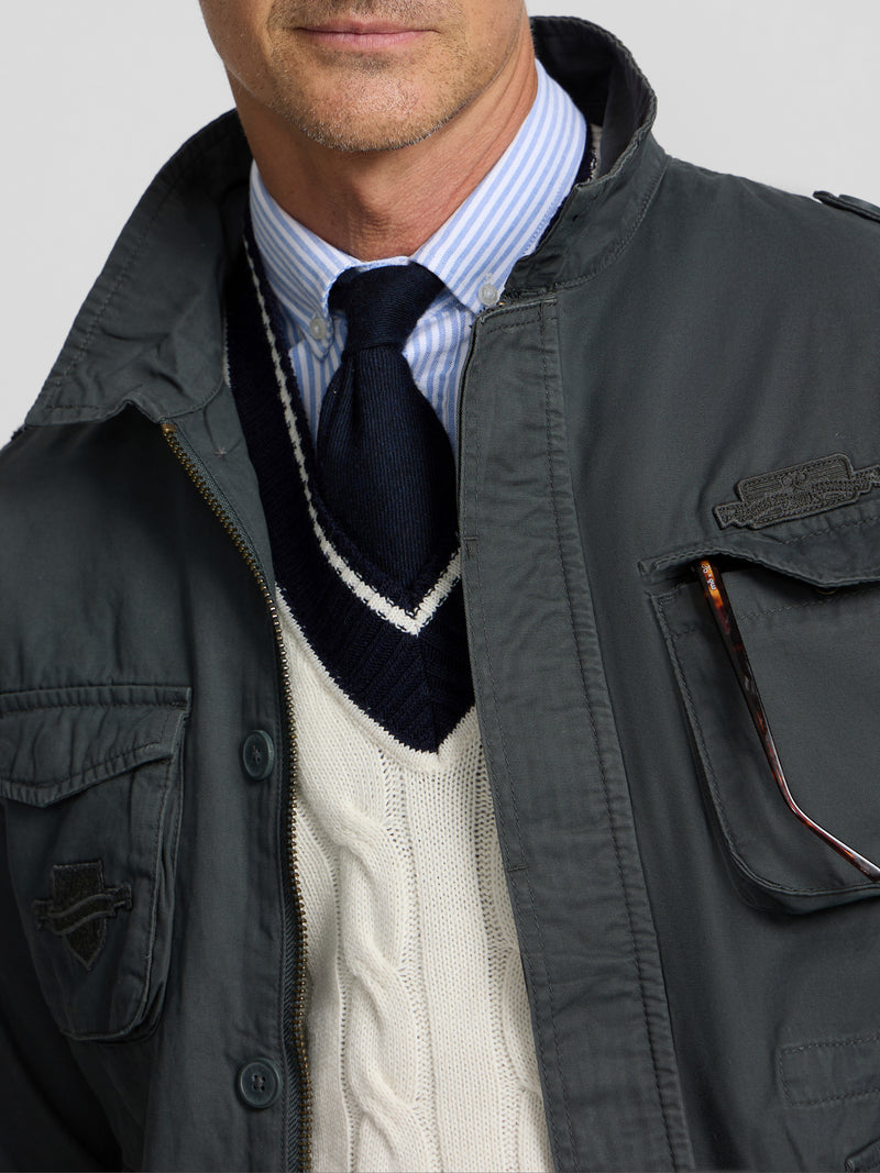 Dark green military jacket