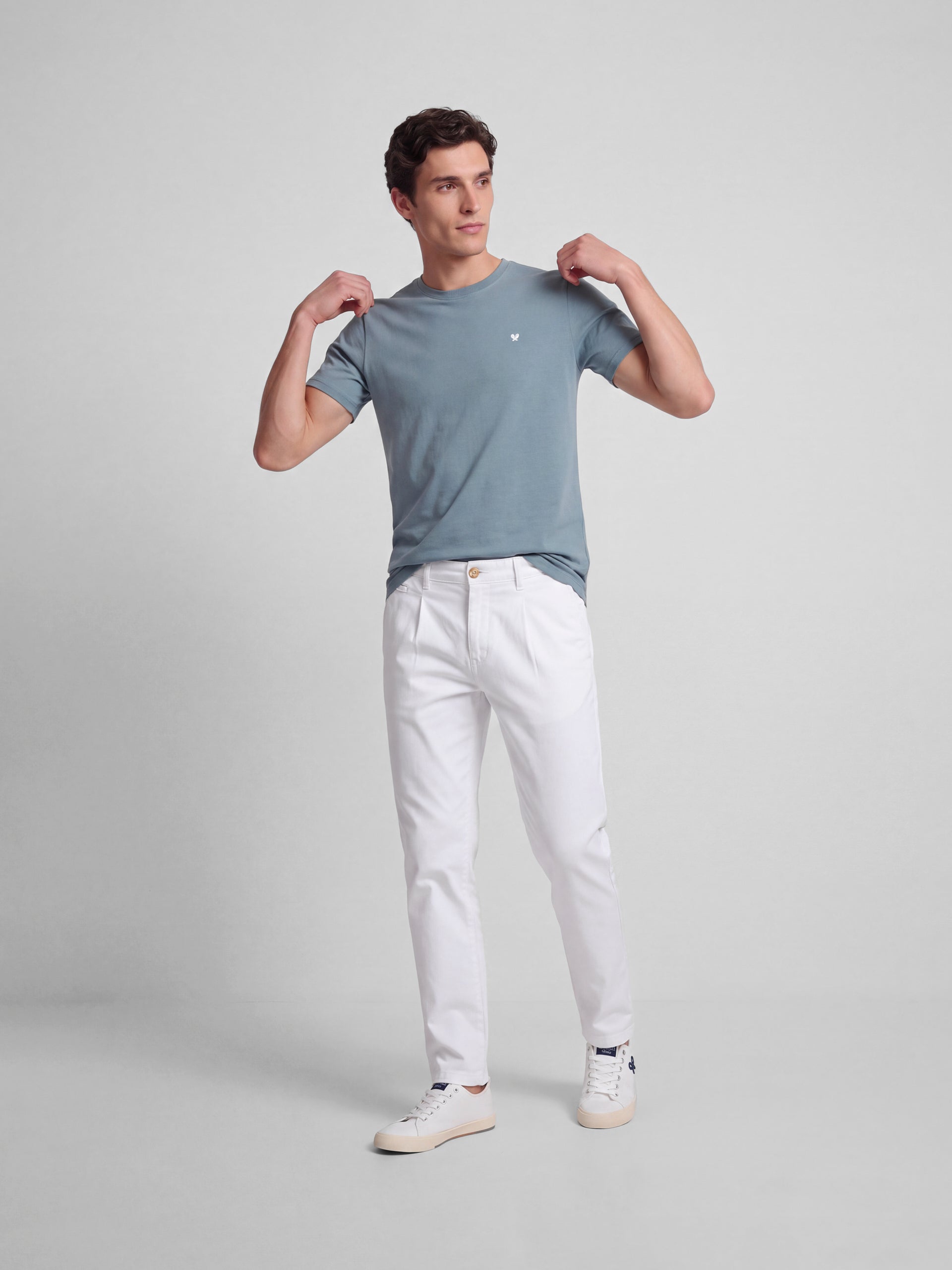 Classic T-shirt with mini terry logo in petroleum