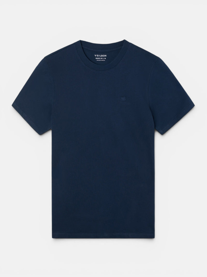 T-shirt unie minilogo patch bleu marine