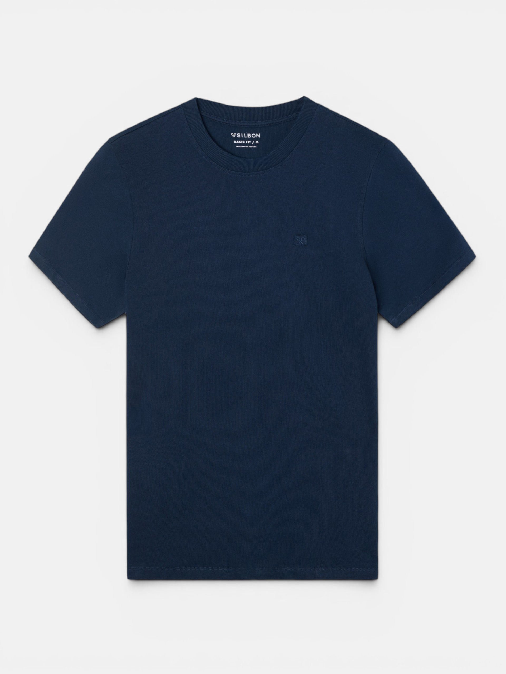Camiseta lisa minilogo parche azul marino