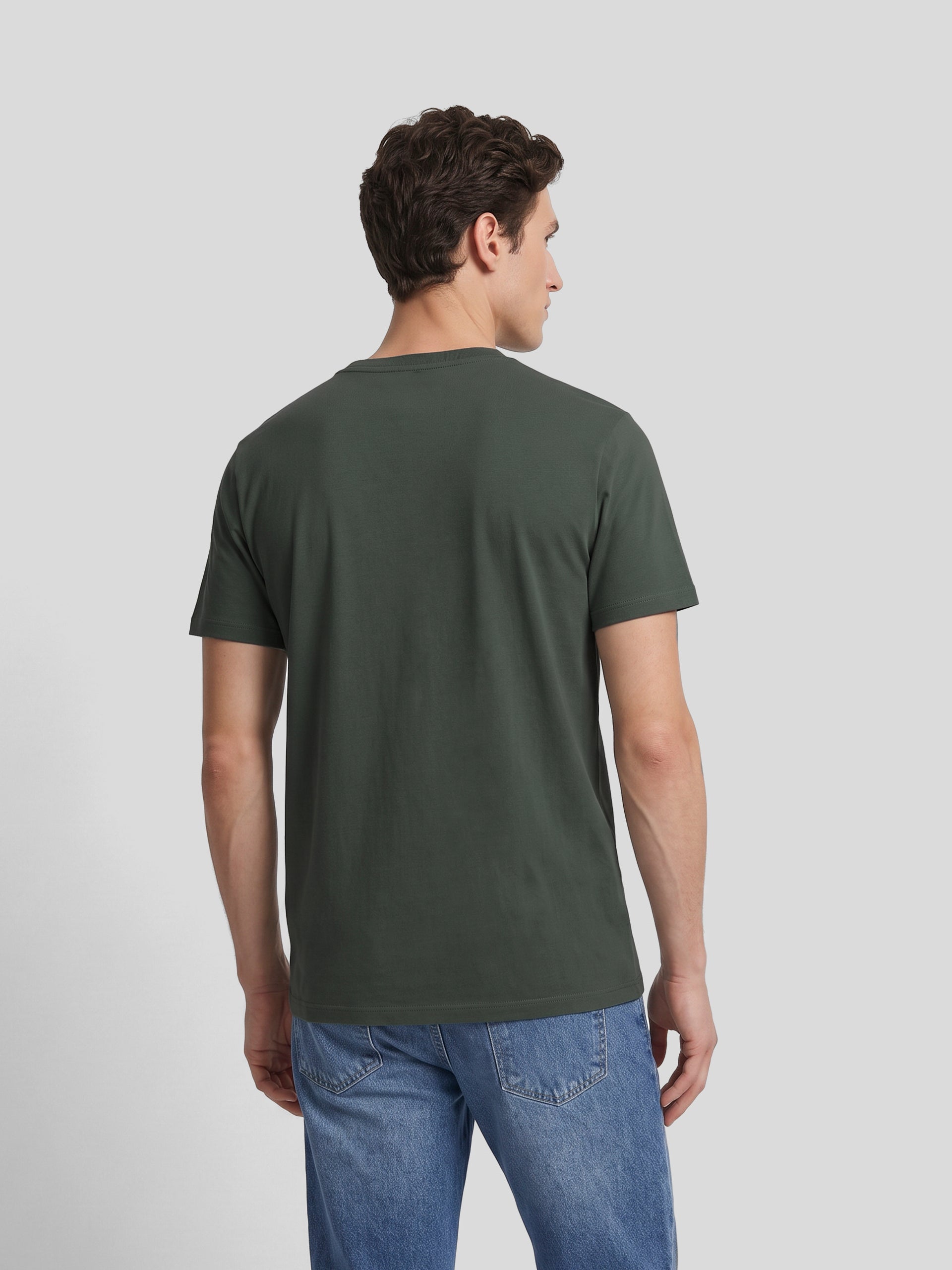 Plain t-shirt with mini logo patch khaki
