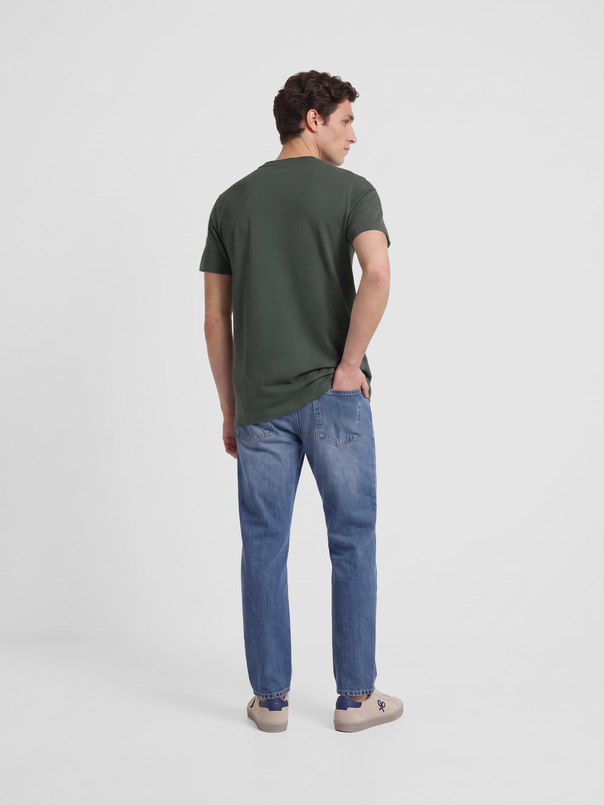 Plain t-shirt with mini logo patch khaki