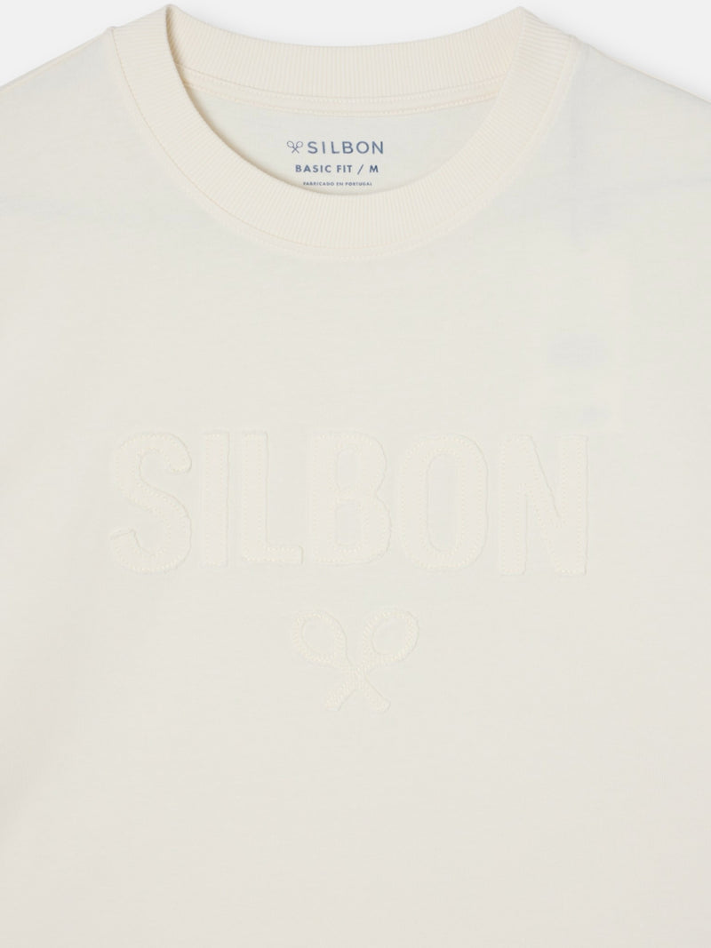 Silbon patch t-shirt in cream tone