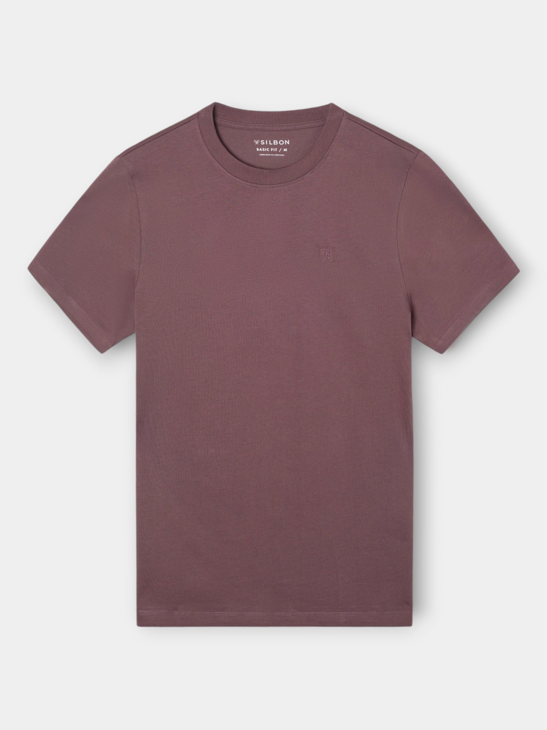 Camiseta lisa minilogo parche burdeos