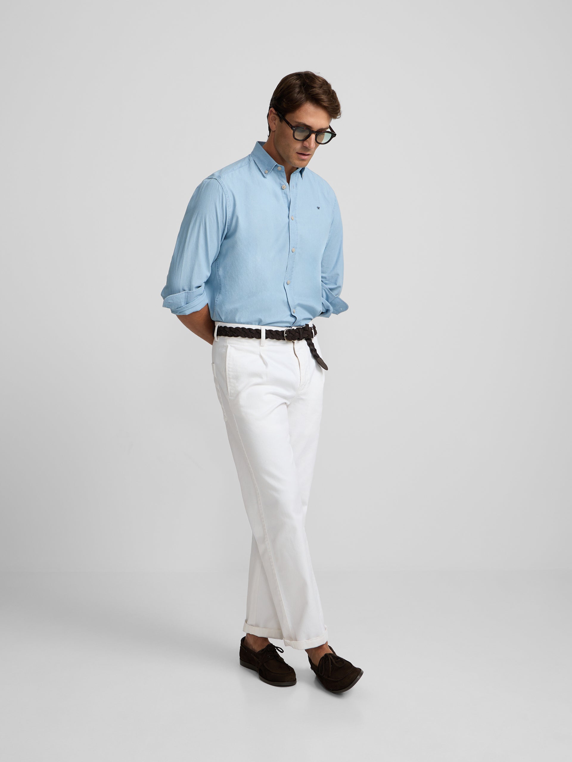 Camisa sport denim azul claro