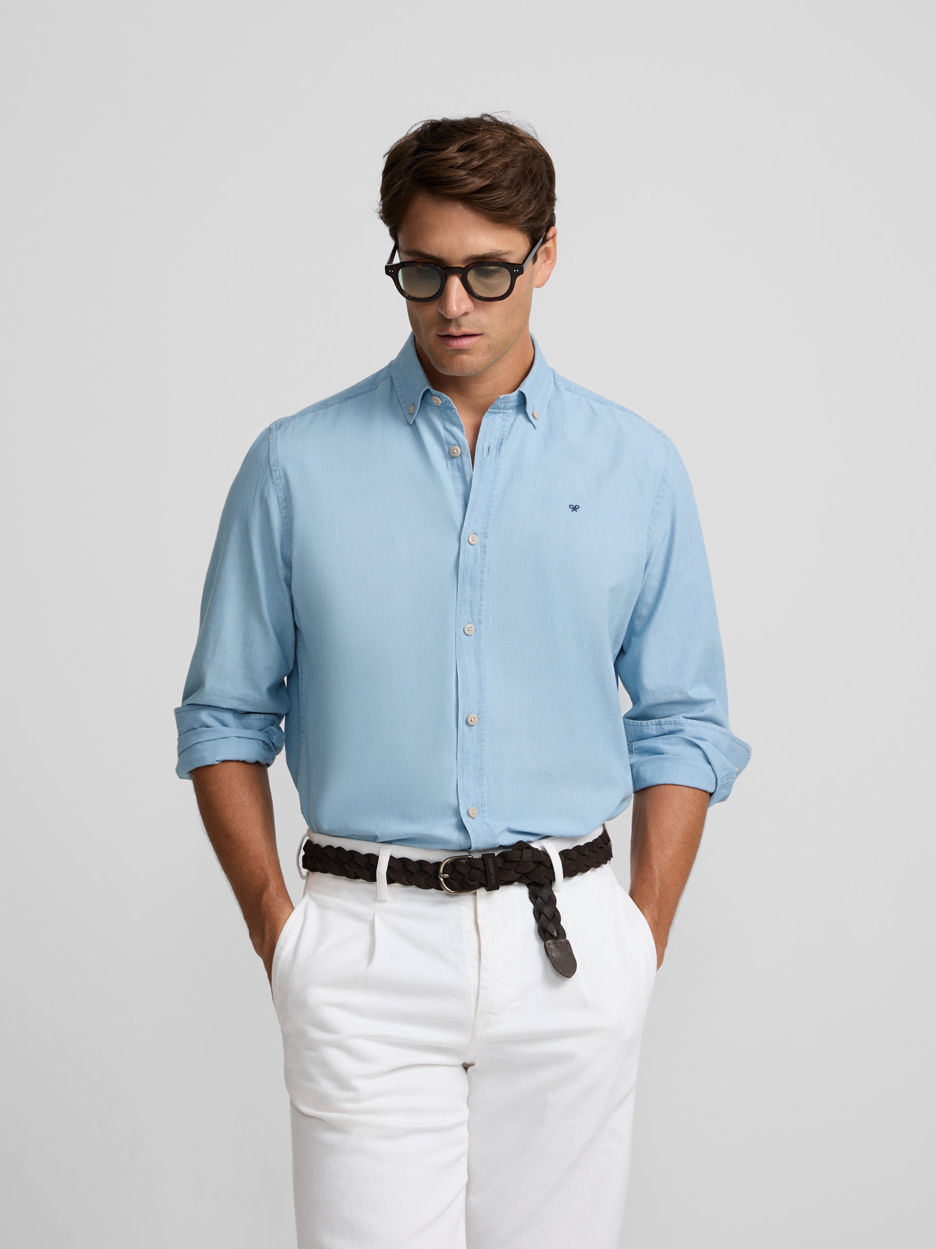 Camisa sport denim azul claro