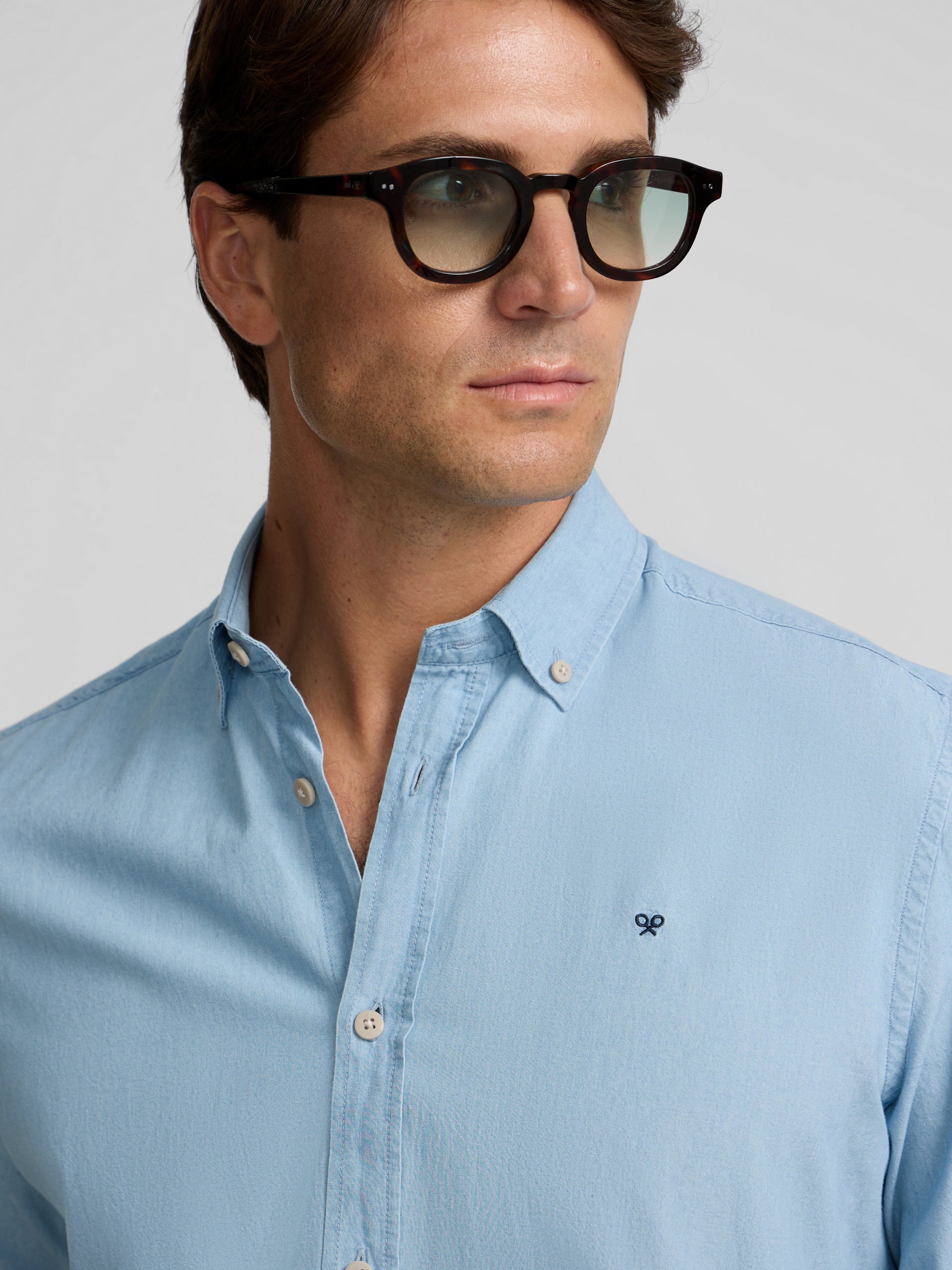 Camisa sport denim azul claro