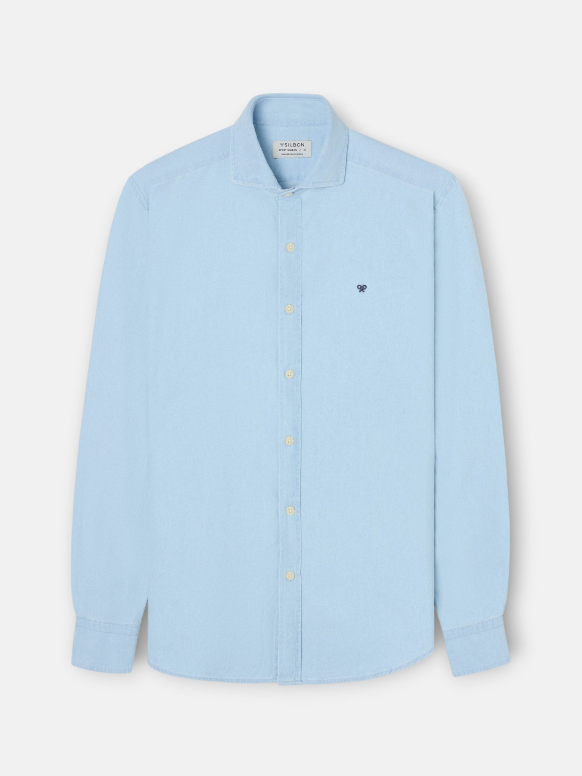 Camisa sport denim cutaway azul claro