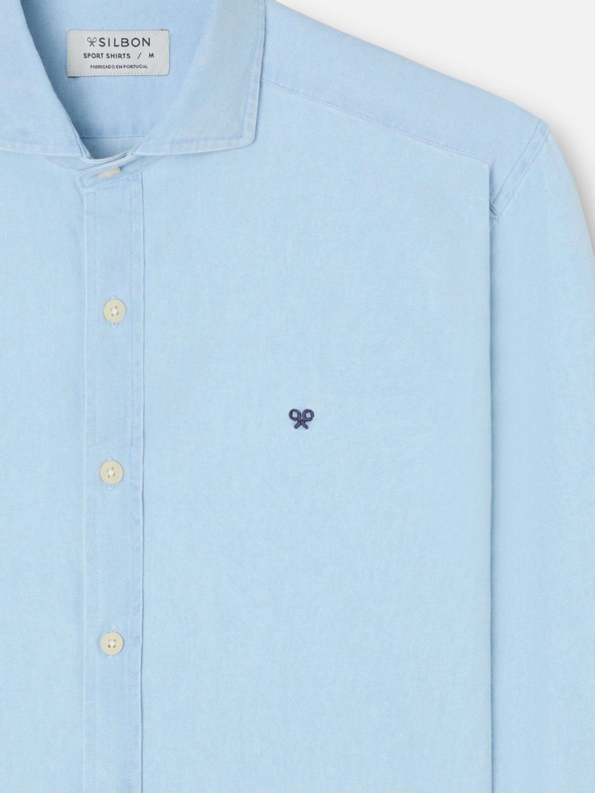 Camisa sport denim cutaway azul claro