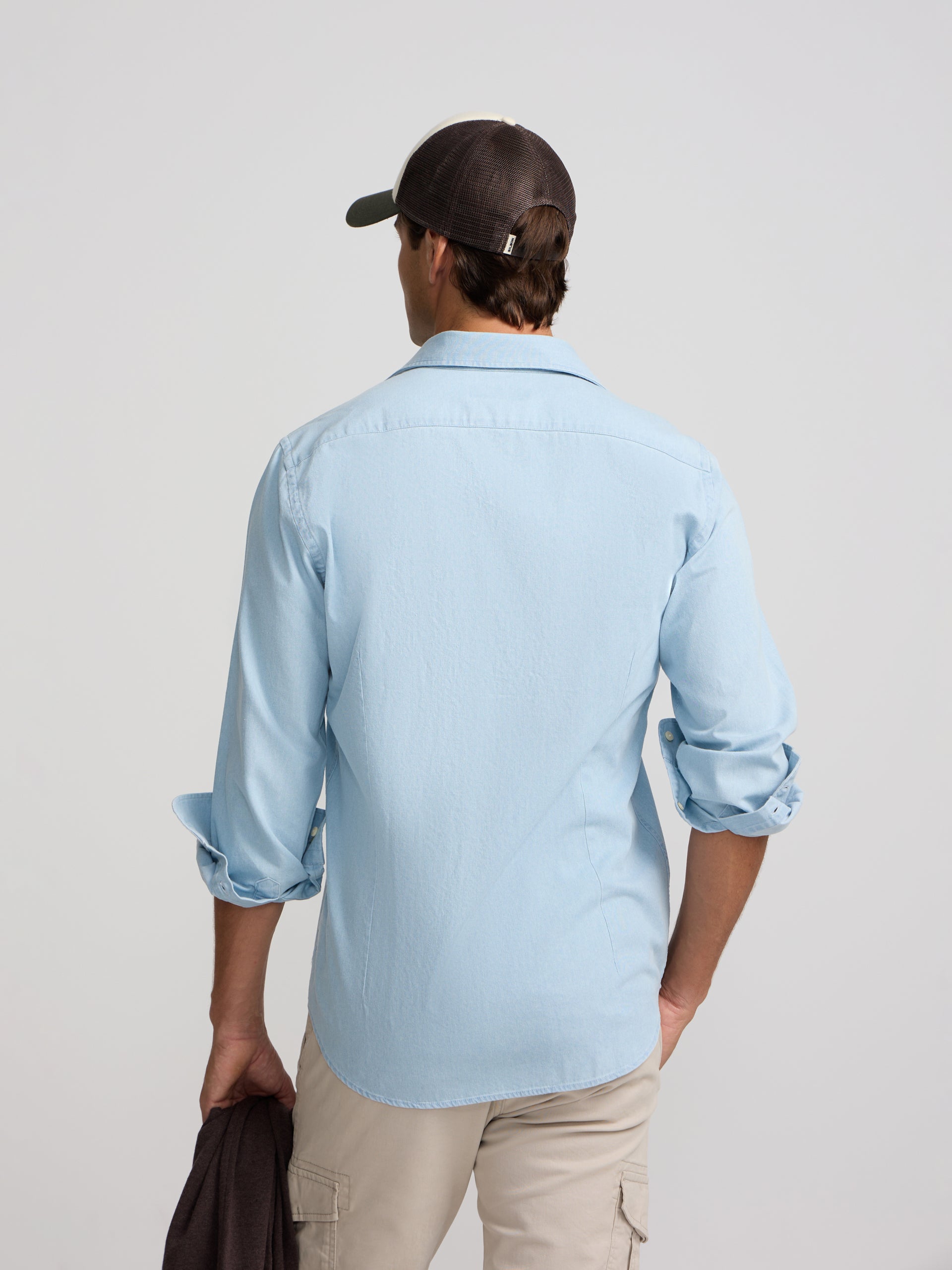 Camisa sport denim cutaway azul claro