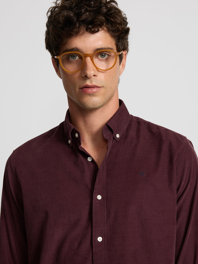 Burgundy corduroy sport shirt