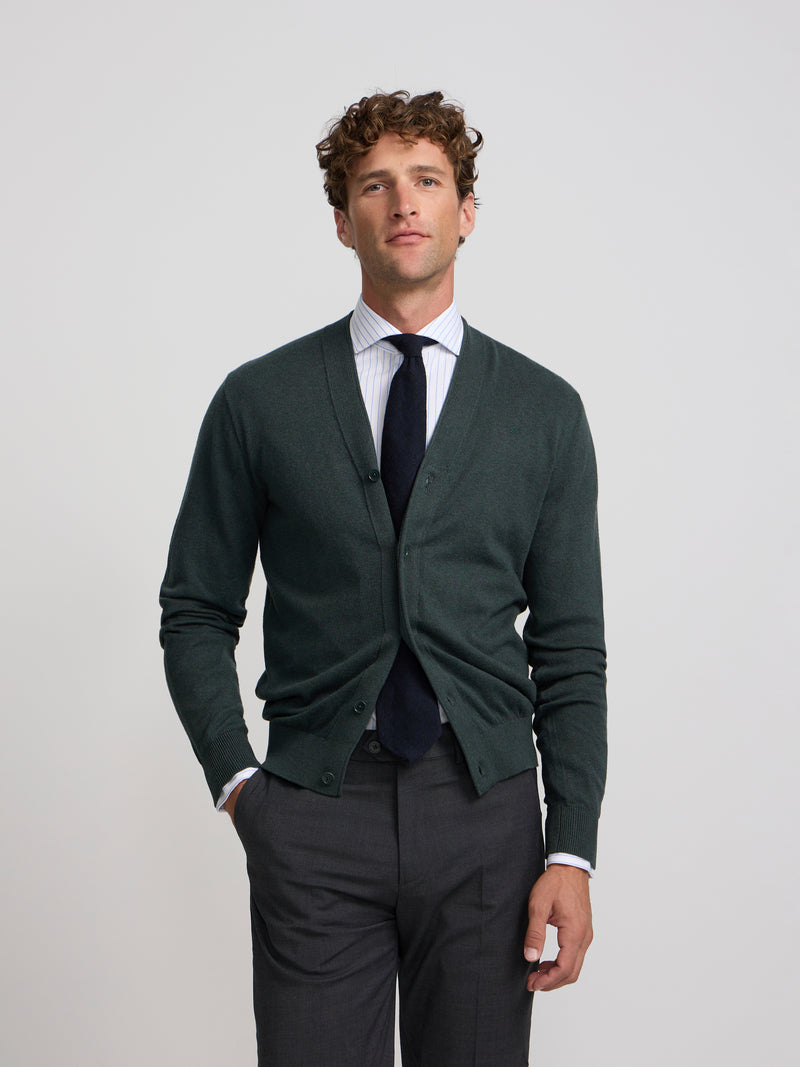 Cardigan clasico verde oscuro