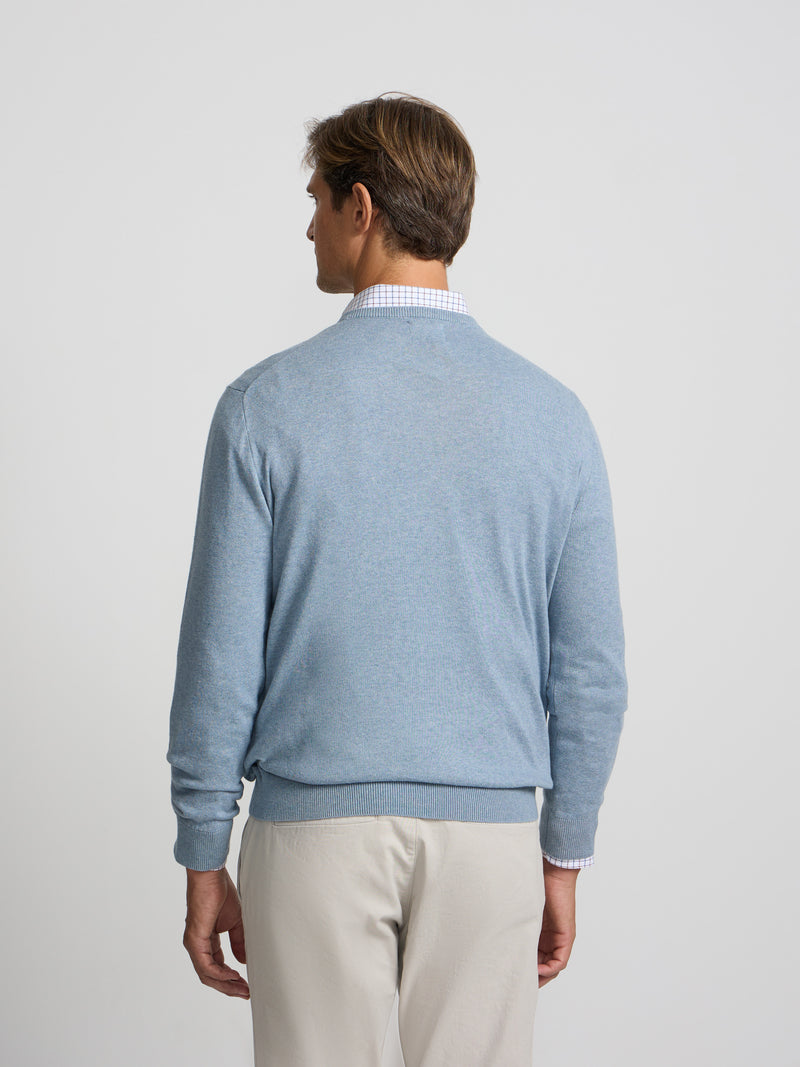 Camisola de decote em bico azul