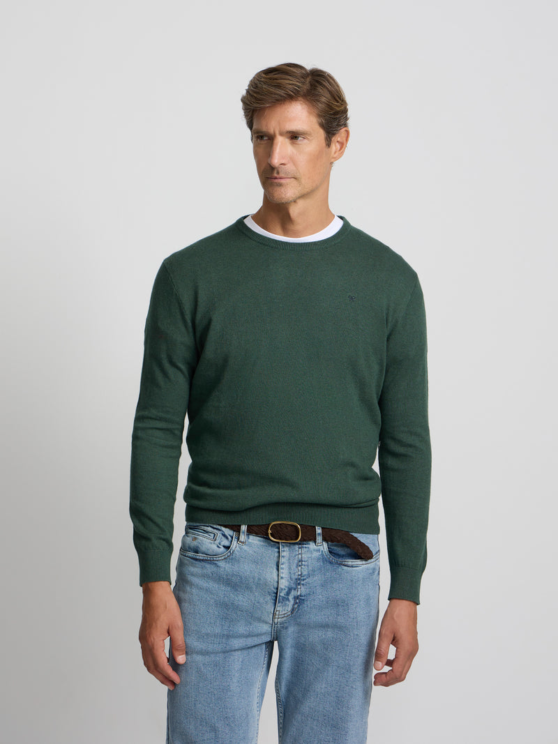 Pull à col rond vert foncé