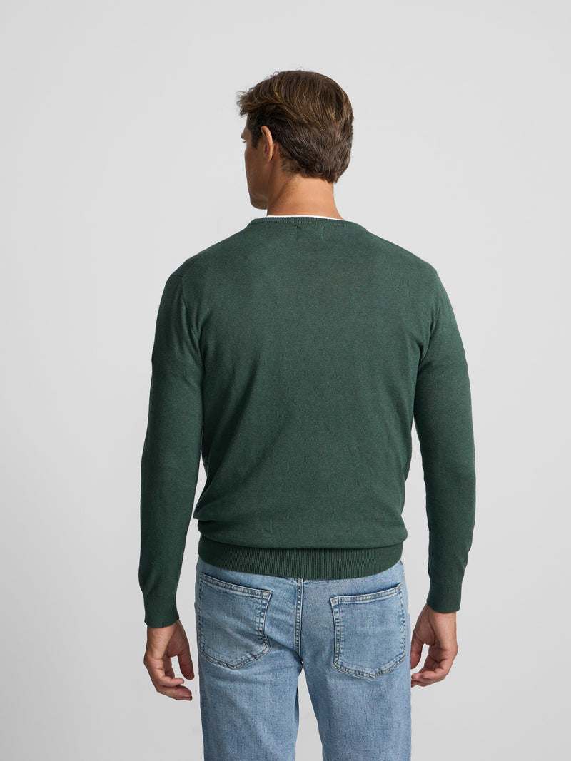 Pull à col rond vert foncé
