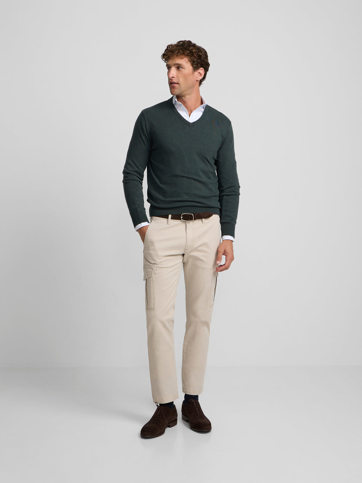 Pull col en V vert
