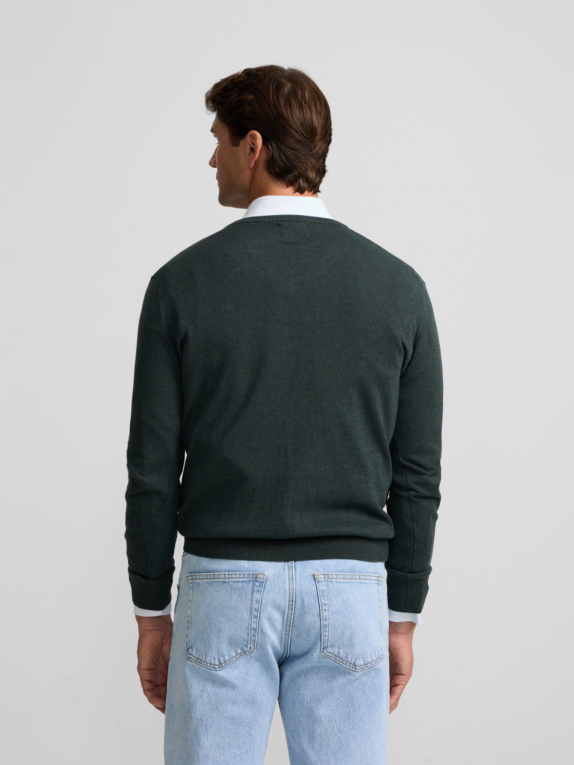 Pull col en V vert