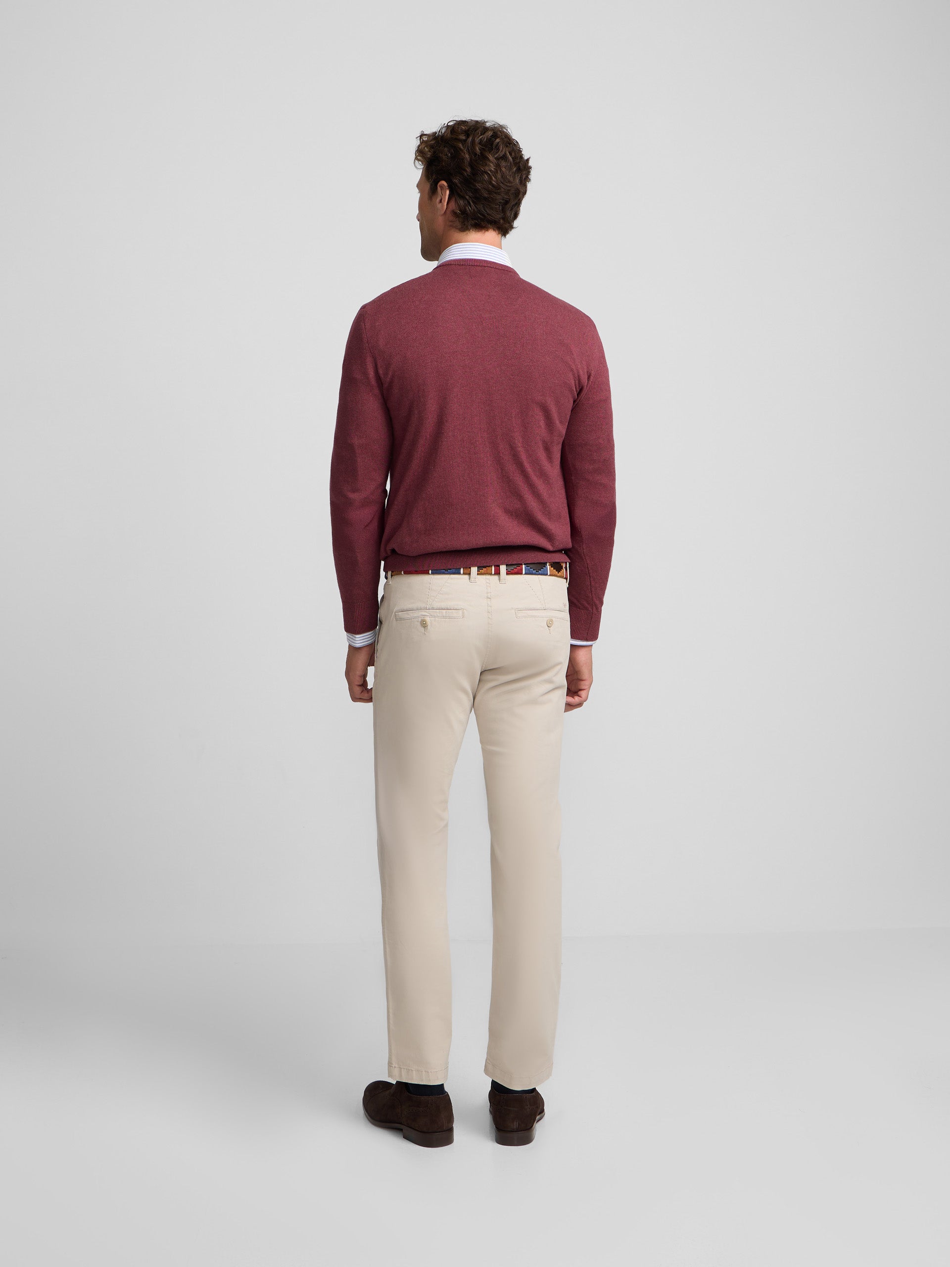Burgundy V-neck sweater