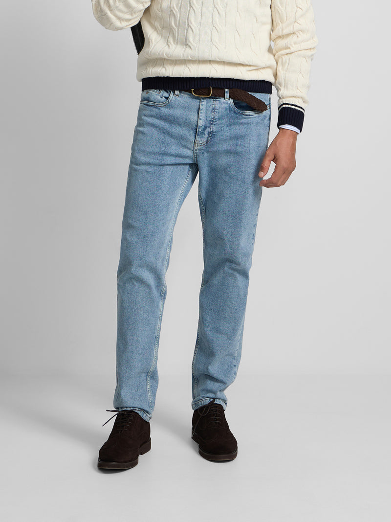 Pantalon de sport en denim bleu moyen