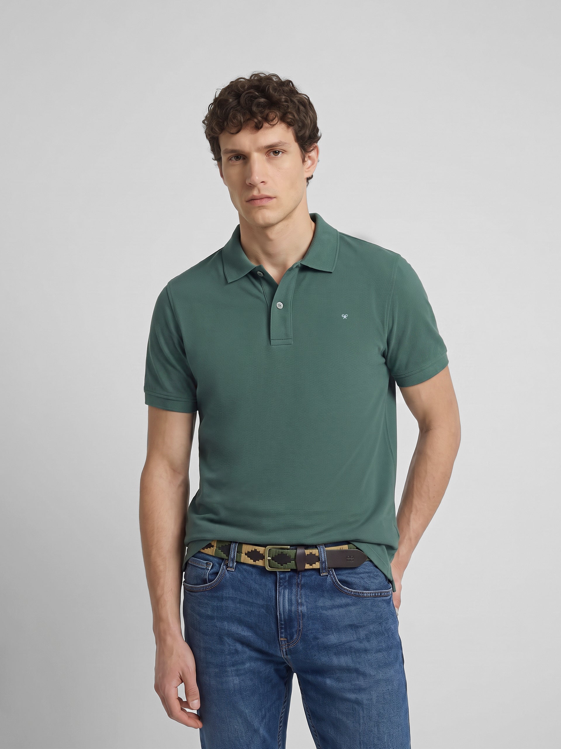 Polo manga corta verde oscuro