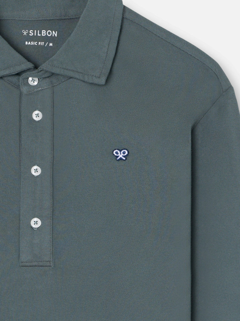 Polo manga larga verde oscuro