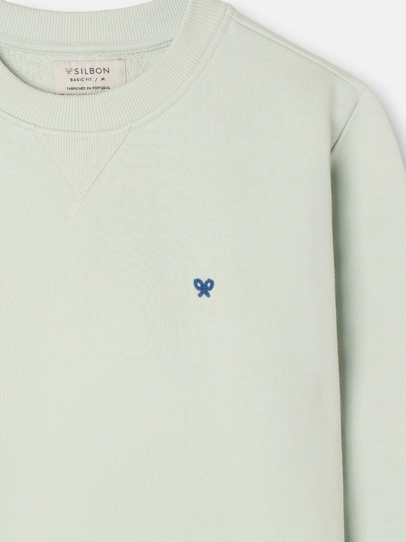 Plain sweatshirt with small terry logo in light green