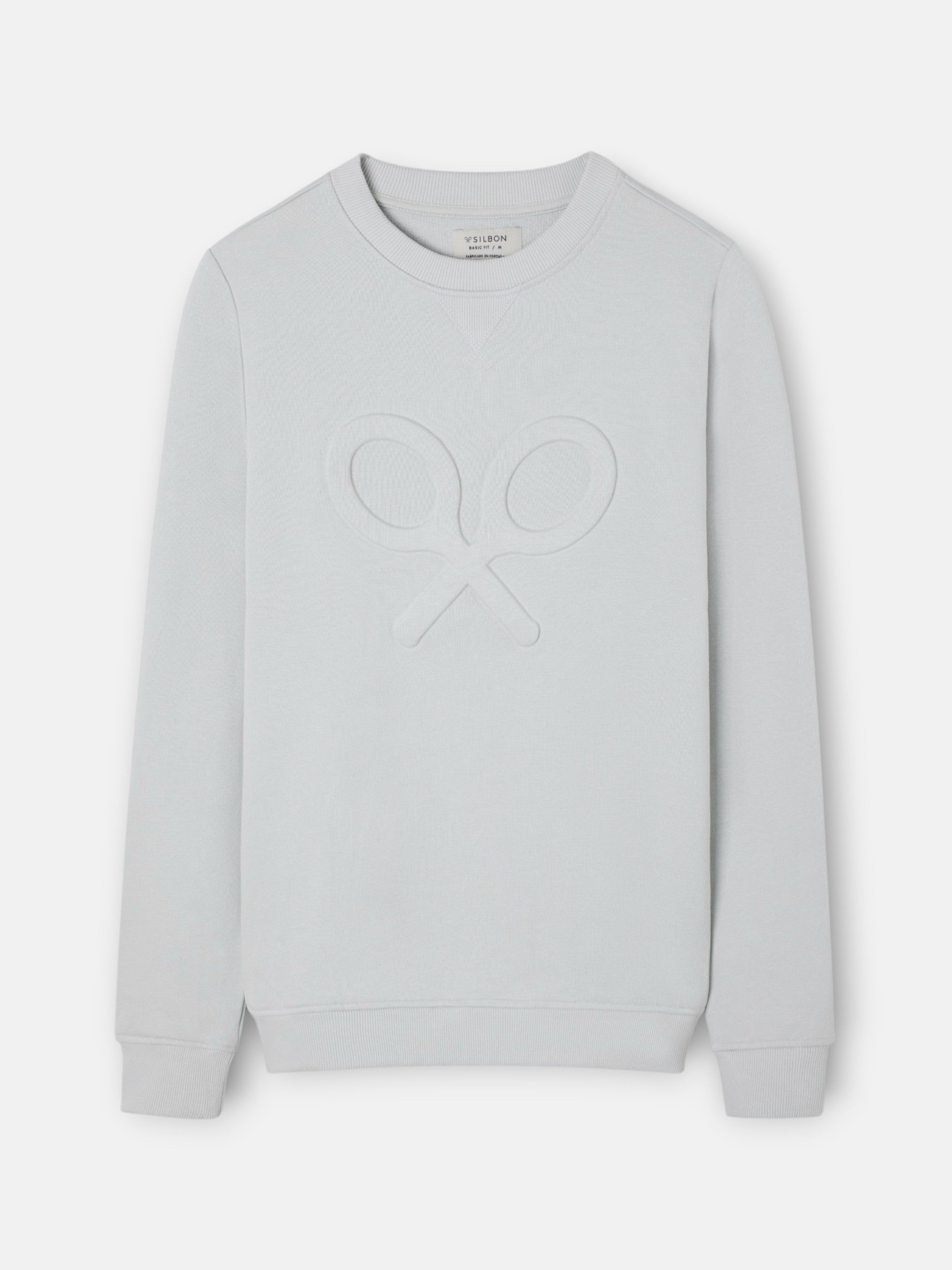 Sweatshirt clássica com logótipo em relevo cinzento claro