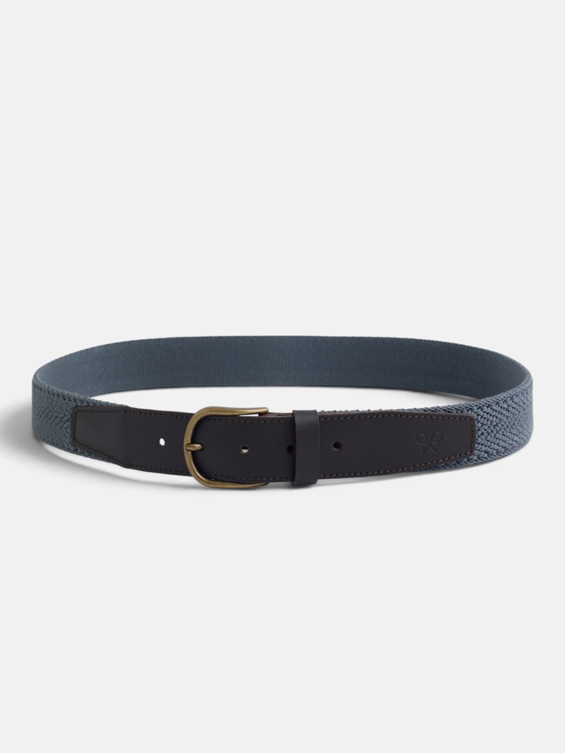 Cinturon piel tejido espiga indigo