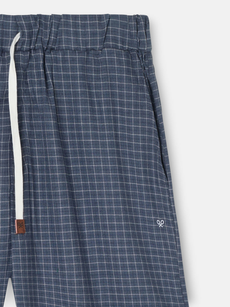 Pijama aos quadrados azul-marinho