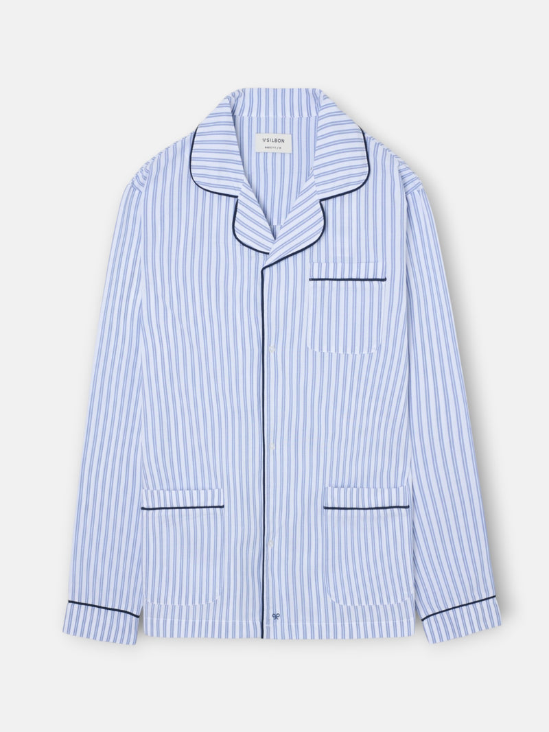 Pijama camisero rayas azul