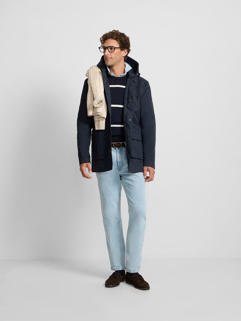 Navy blue parka with pockets