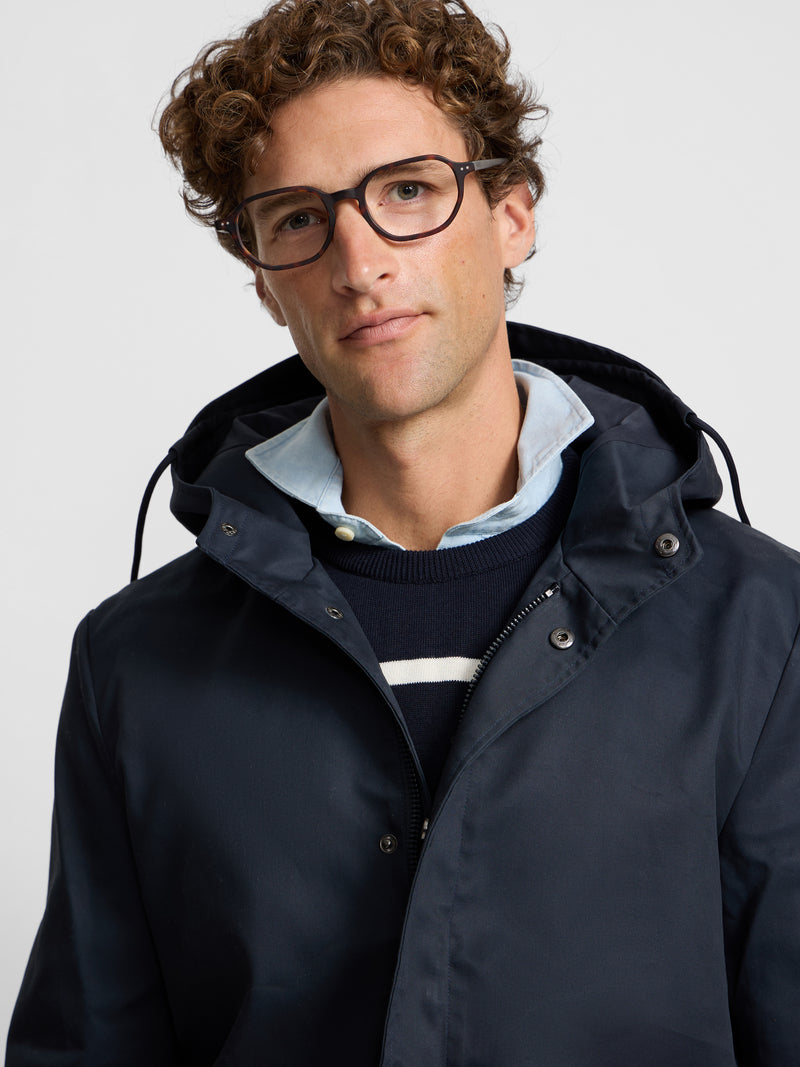 Navy blue parka with pockets