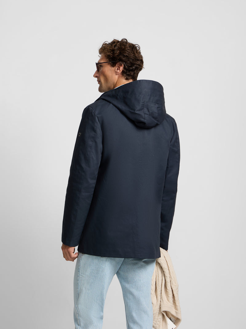 Navy blue parka with pockets