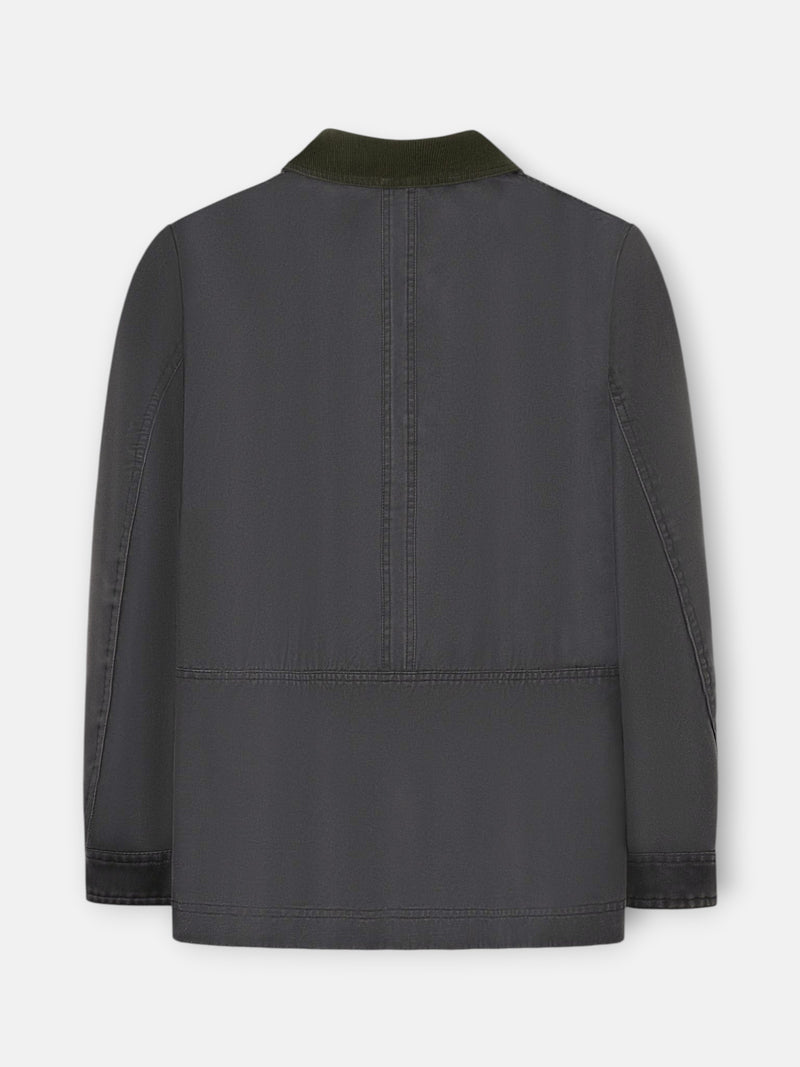 Chaqueta cuello pana gris verde